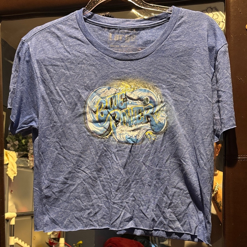 Blue Graphic Crop Top